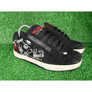 World Industries Skate Shoes Size 6Y Bone Skull Y2K Black & Red F209666 Smith